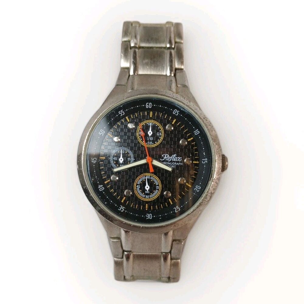 Vintage Reflex Chronograph Sport Men's Watch‎ Stainless Steel Band Working